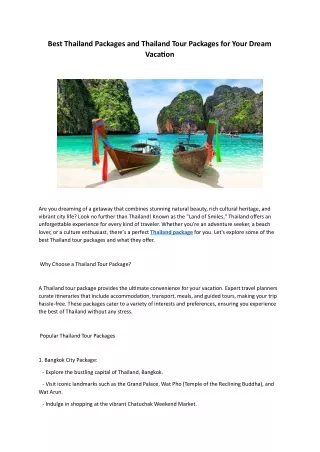 Best Thailand Packages and Thailand Tour Packages for Your Dream Vacation