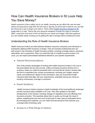 How Can Health Insurance Brokers in St Louis Help You Save Money_ (Guest Post-1)