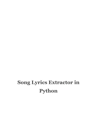 Song Lyrics Extractor in Python