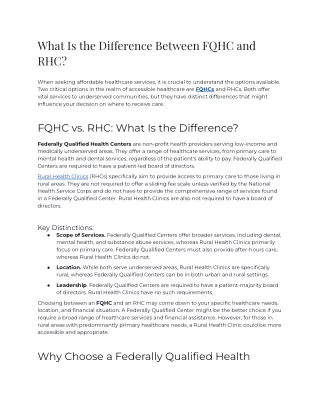 What is the difference between FQHC and RHC
