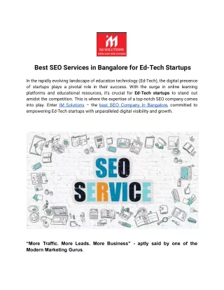 Best SEO Services in Bangalore for Ed-Tech Startups