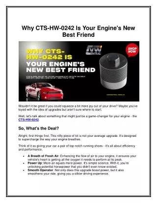 Why CTS-HW-0242 Is Your Engine's New Best Friend