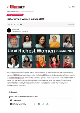 List of richest women in india 2024