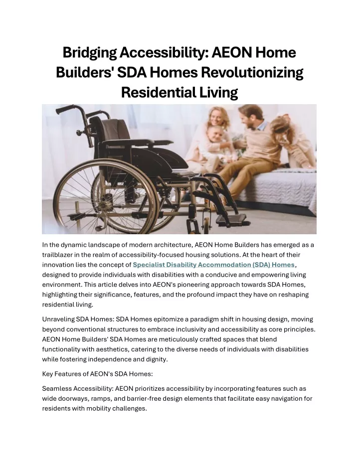 bridging accessibility aeon home builders