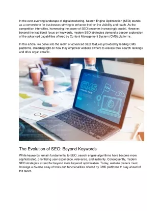 Beyond Keywords: Exploring Advanced SEO Capabilities in Leading CMS Platforms