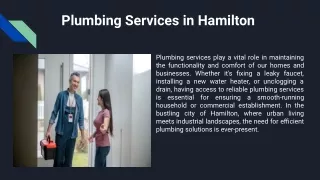 Plumbing Services in Hamilton