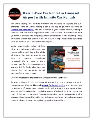 Car Rental in Limassol Airport with Infinite Car Rentals