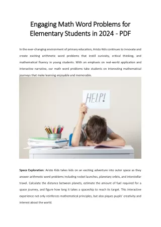 Engaging Math Word Problems for Elementary Students in 2024  - PDF