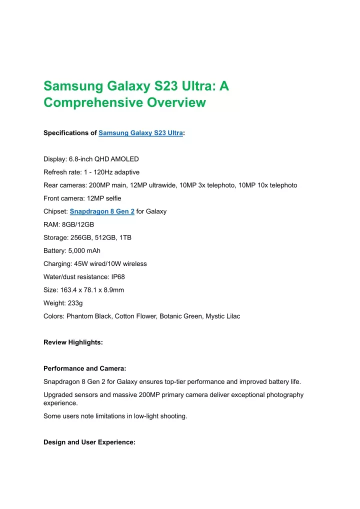 samsung galaxy s23 ultra a comprehensive overview