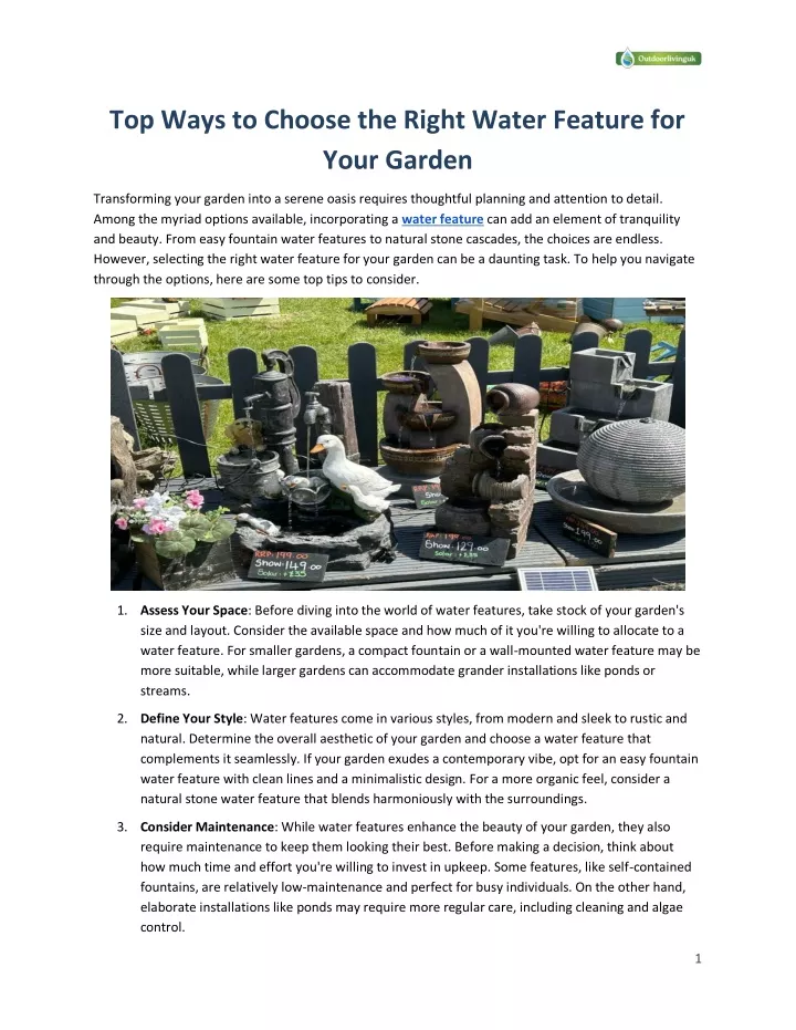 top ways to choose the right water feature