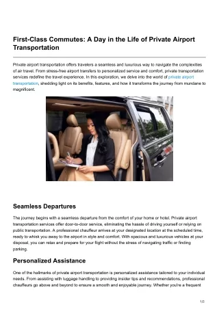 First-Class Commutes A Day in the Life of Private Airport Transportation