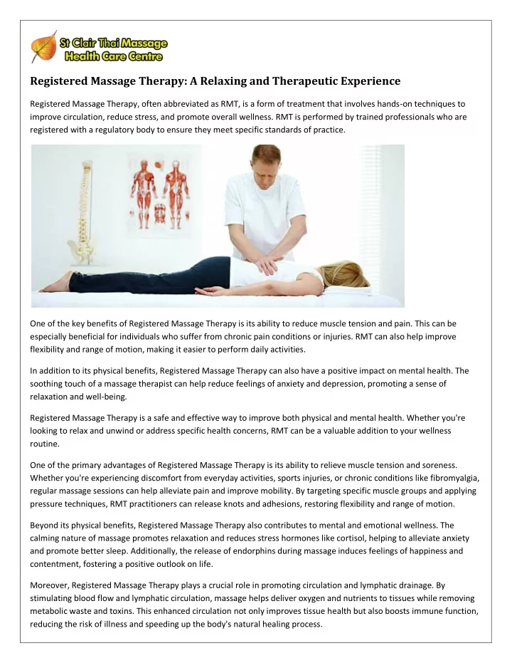 registered massage therapy a relaxing