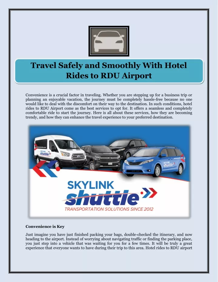 travel safely and smoothly with hotel rides