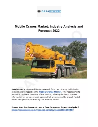 Mobile Cranes Market Industry Analysis and Forecast 2032