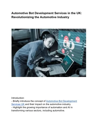 Automotive Bot Development Services UK