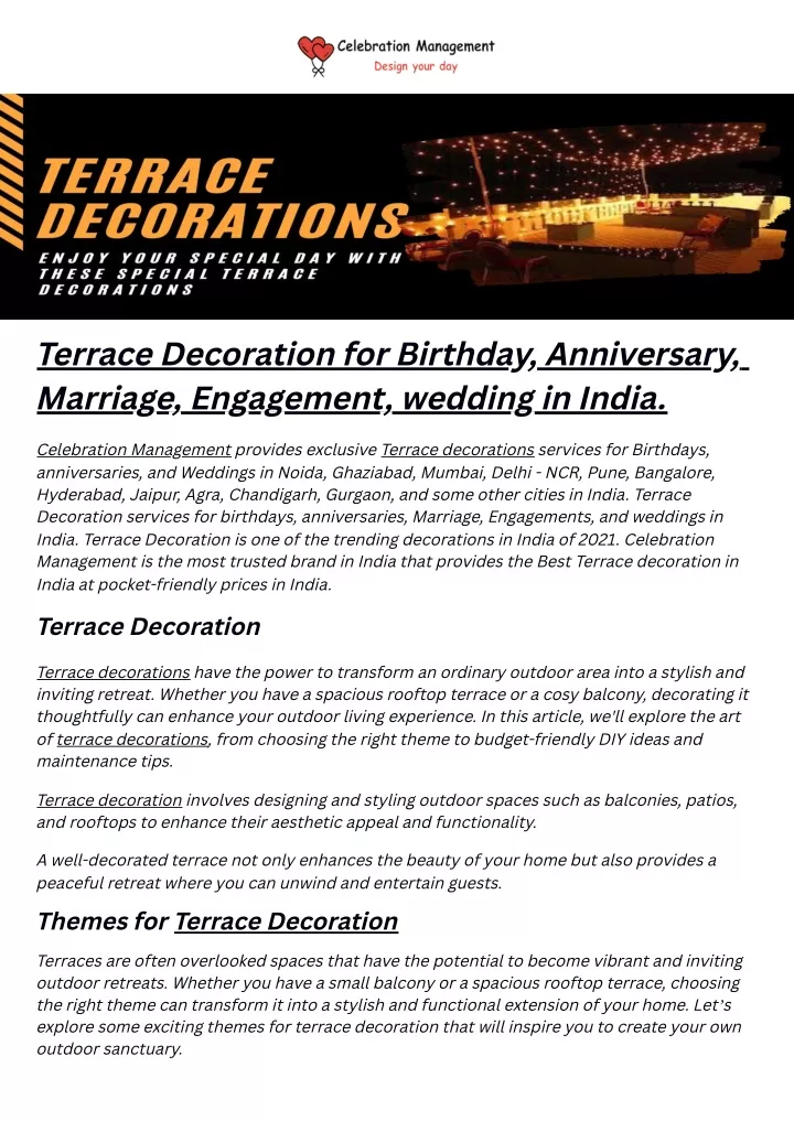 terrace decoration for birthday anniversary
