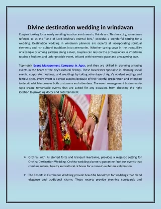 Divine destination wedding in vrindavan