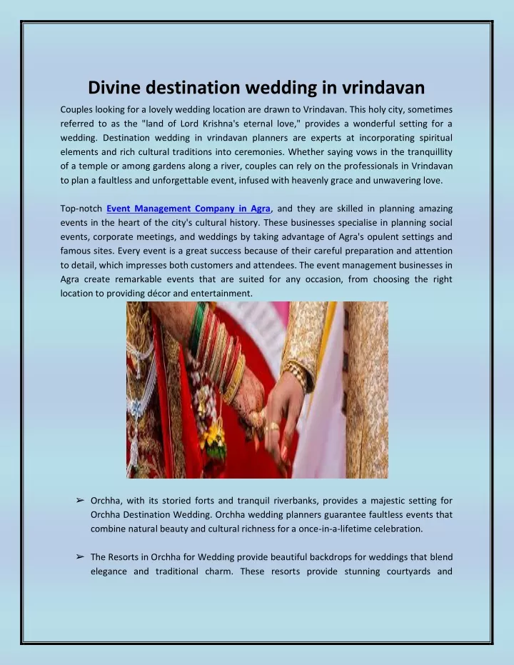 divine destination wedding in vrindavan