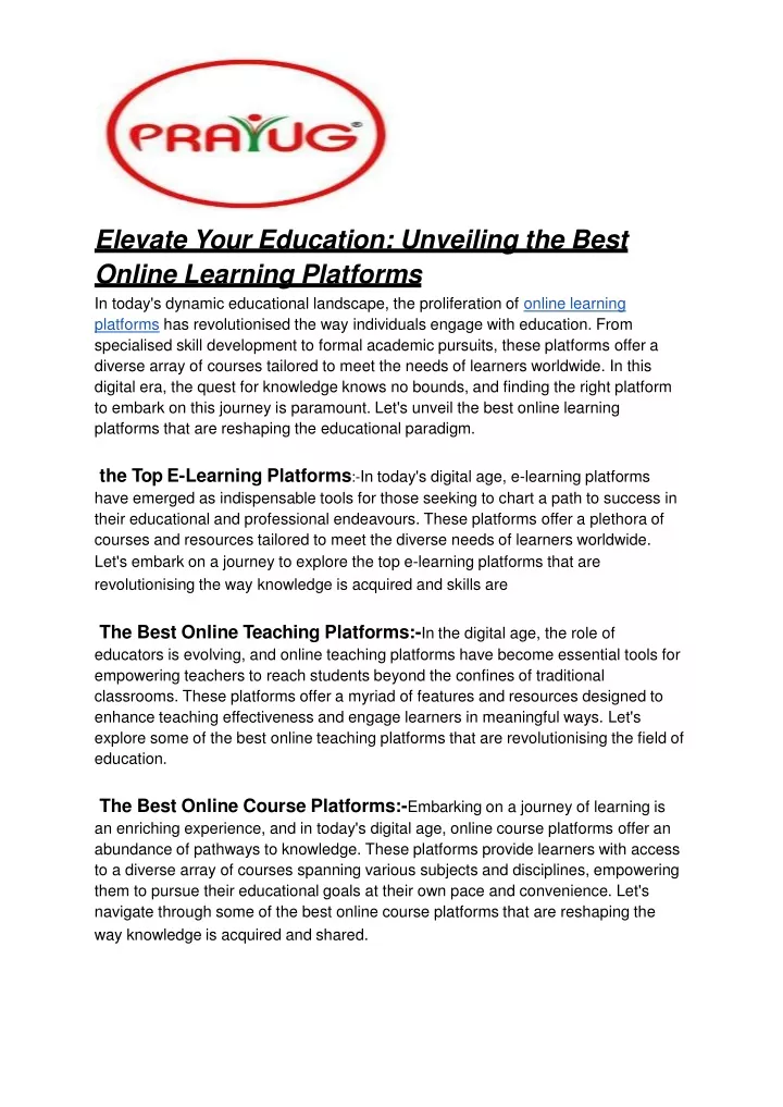 elevate your education unveiling the best online