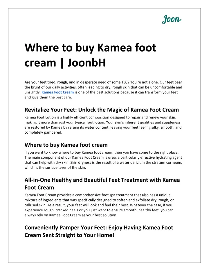 where to buy kamea foot cream joonbh