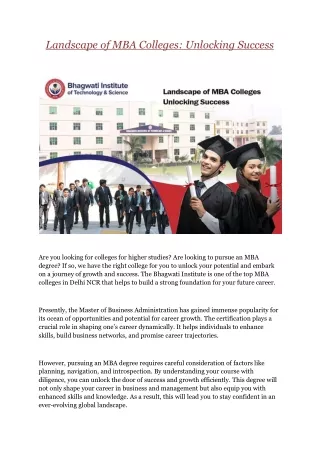 Landscape of MBA Colleges: Unlocking Success