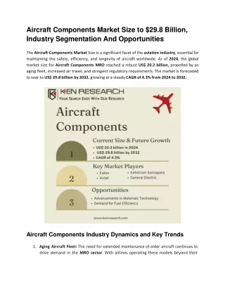 Aircraft Components Market to Size 20.2 Billion Industry Segmentation Insight, Key Players
