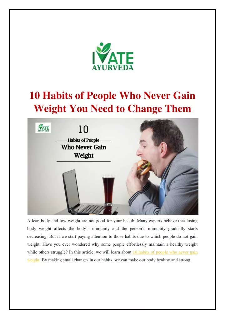 10 habits of people who never gain weight