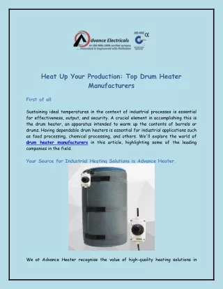 Heat Up Your Production: Top Drum Heater Manufacturers