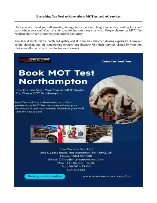 Everything You Need to Know About MOT test and AC services