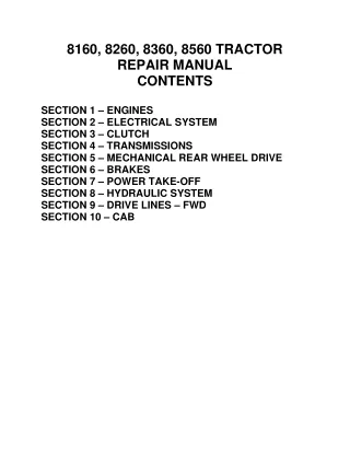 Ford New Holland 8160 Tractor Service Repair Manual Instant Download