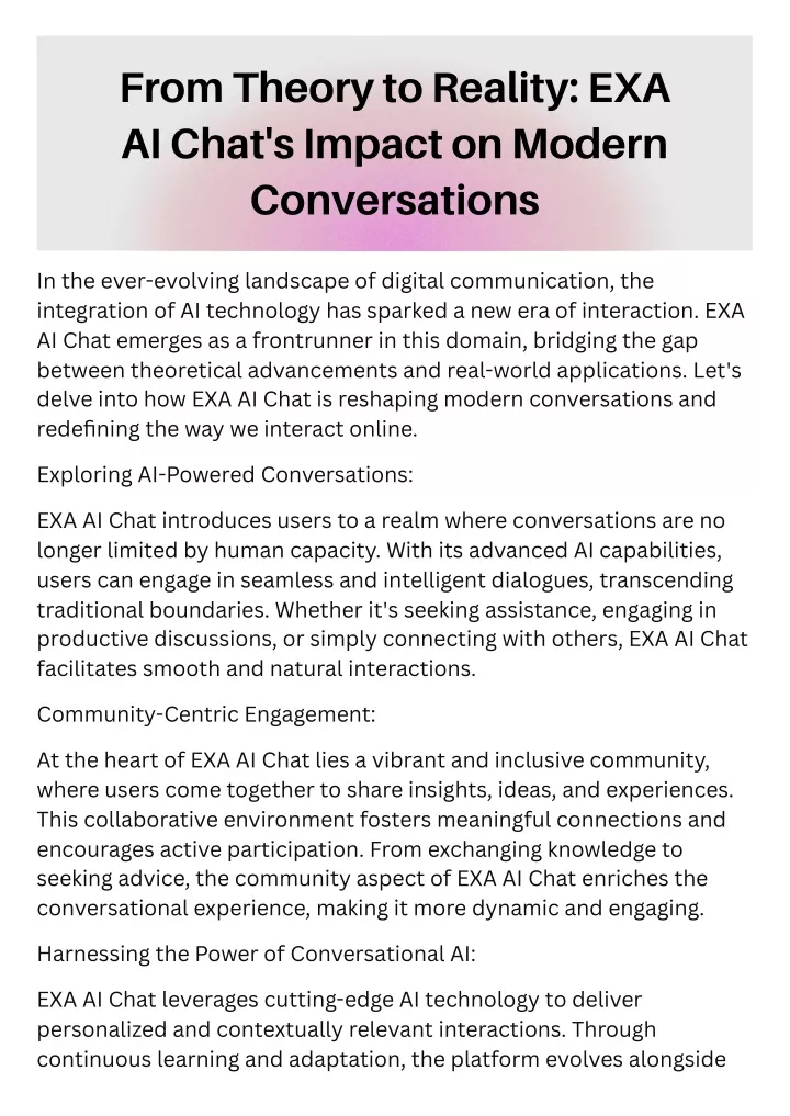 from theory to reality exa ai chat s impact