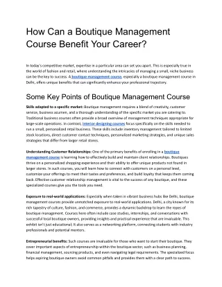 How Can a Boutique Management Course Benefit Your Career