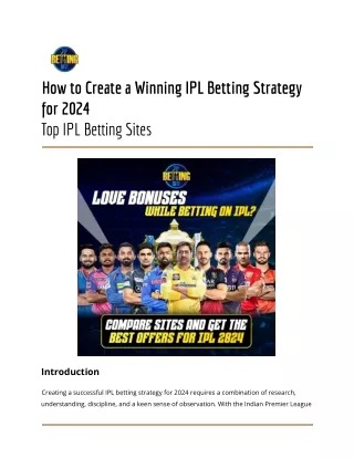 How to Create a Winning IPL Betting Strategy for 2024