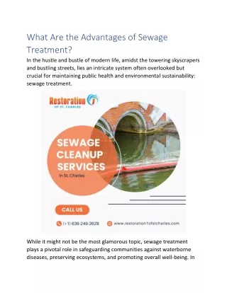 What Are the Advantages of Sewage  Treatment?