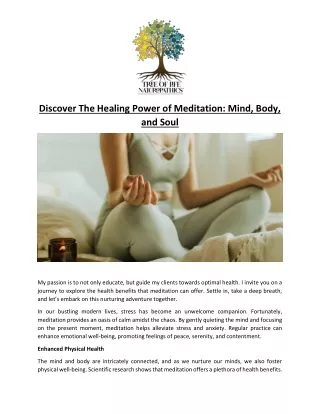 Discover The Healing Power of Meditation- Mind, Body, and Soul