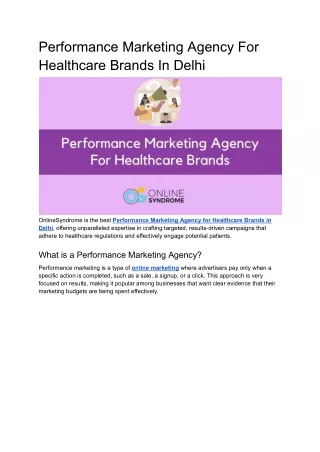 Performance Marketing Agency For Healthcare Brands In Delhi