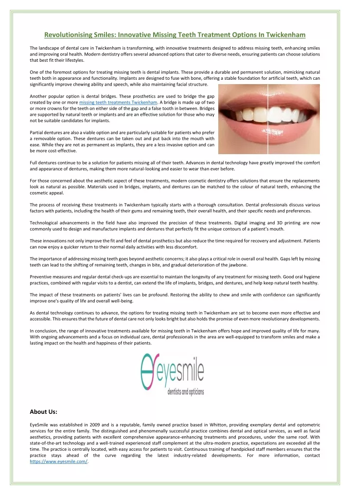 revolutionising smiles innovative missing teeth