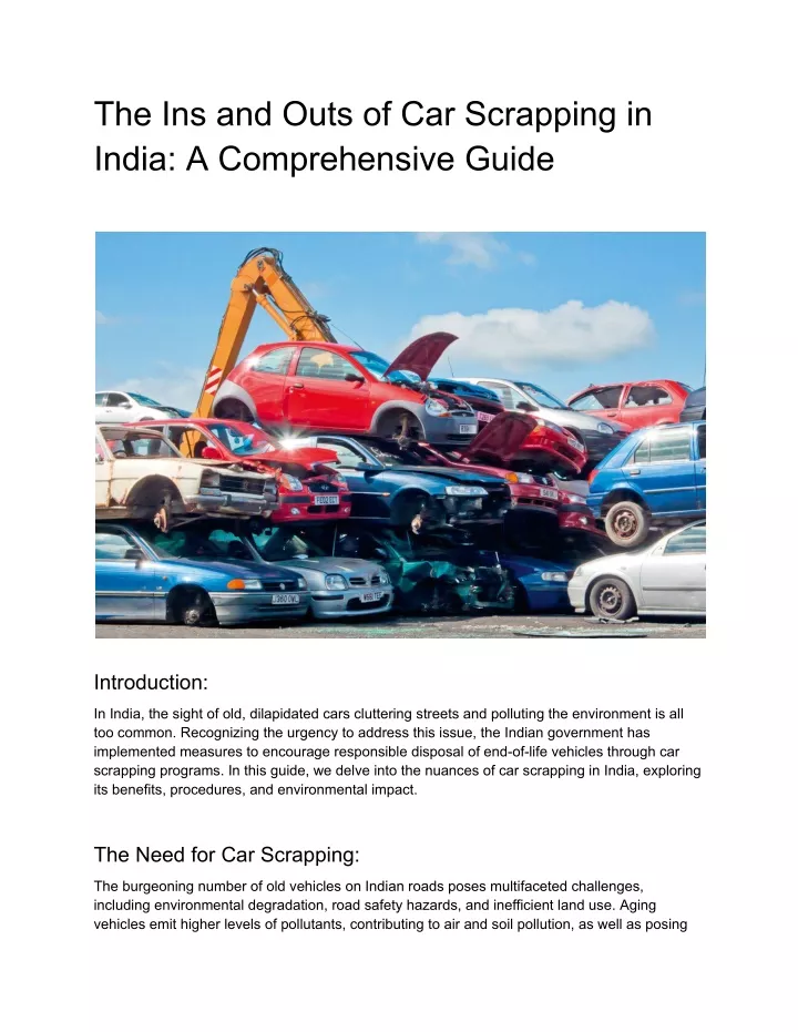 the ins and outs of car scrapping in india