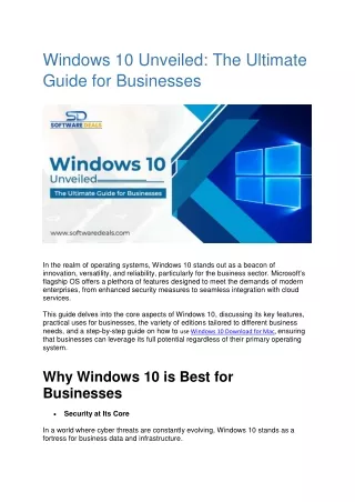 Windows 10 Unveiled The Ultimate Guide for Businesses