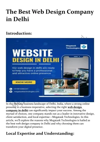 The Best Web Design Company in Delhi | Megatask Technologies