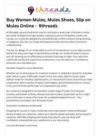 Buy Women Mules, Mules Shoes, Slip on Mules Online -  9threadz