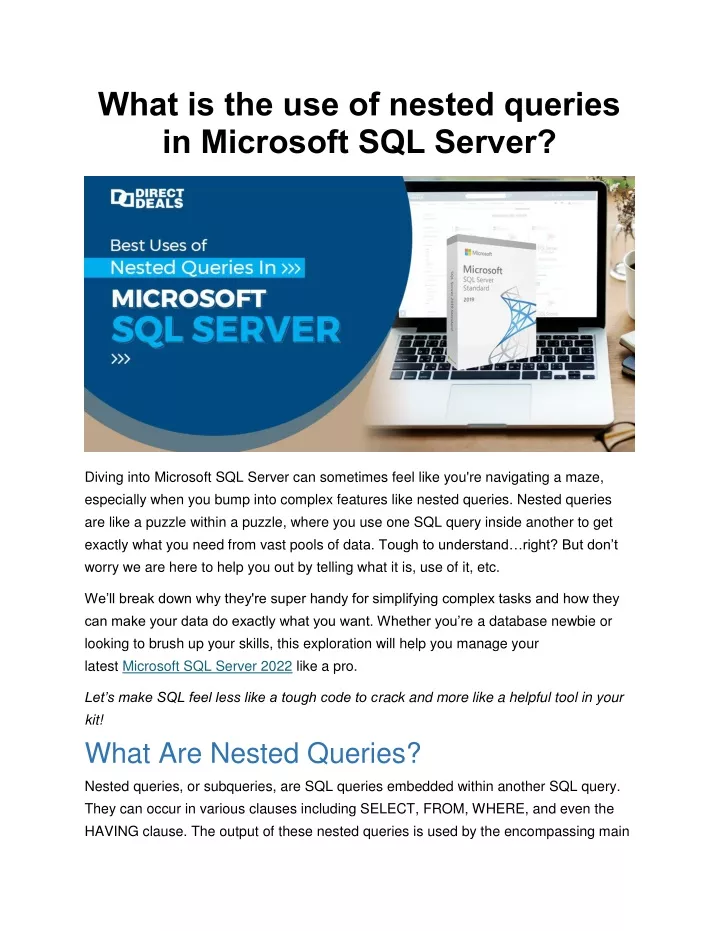 what is the use of nested queries in microsoft