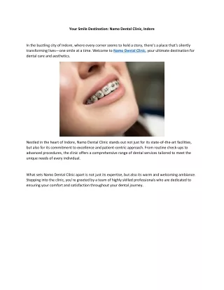Your Smile Destination: Namo Dental Clinic, Indore