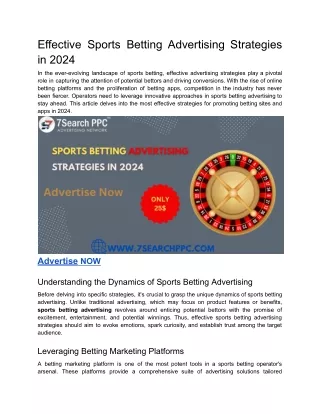 Effective Sports Betting Advertising Strategies in 2024