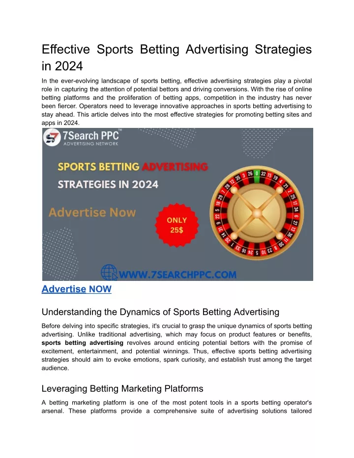 effective sports betting advertising strategies