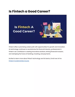 Is Fintech a Good Career_
