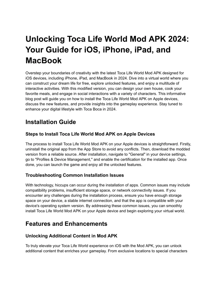 PPT Unlocking Toca Life World Mod APK 2024 Your Guide for iOS PPT Unlocking Toca Life World Mod APK 2024 Your Guide for iOS
