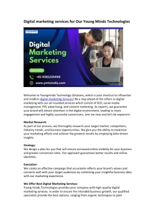 Digital marketing services for Our Young Minds Technologies