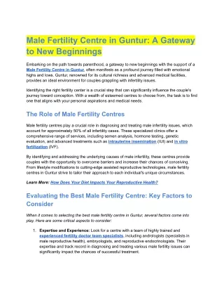 Male Fertility Centre in Guntur_ A Gateway to New Beginnings