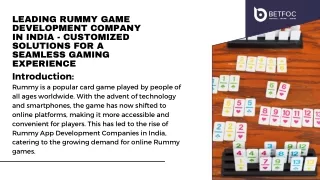 "Leading Rummy Game Development Company in India - Customized Solutions for a